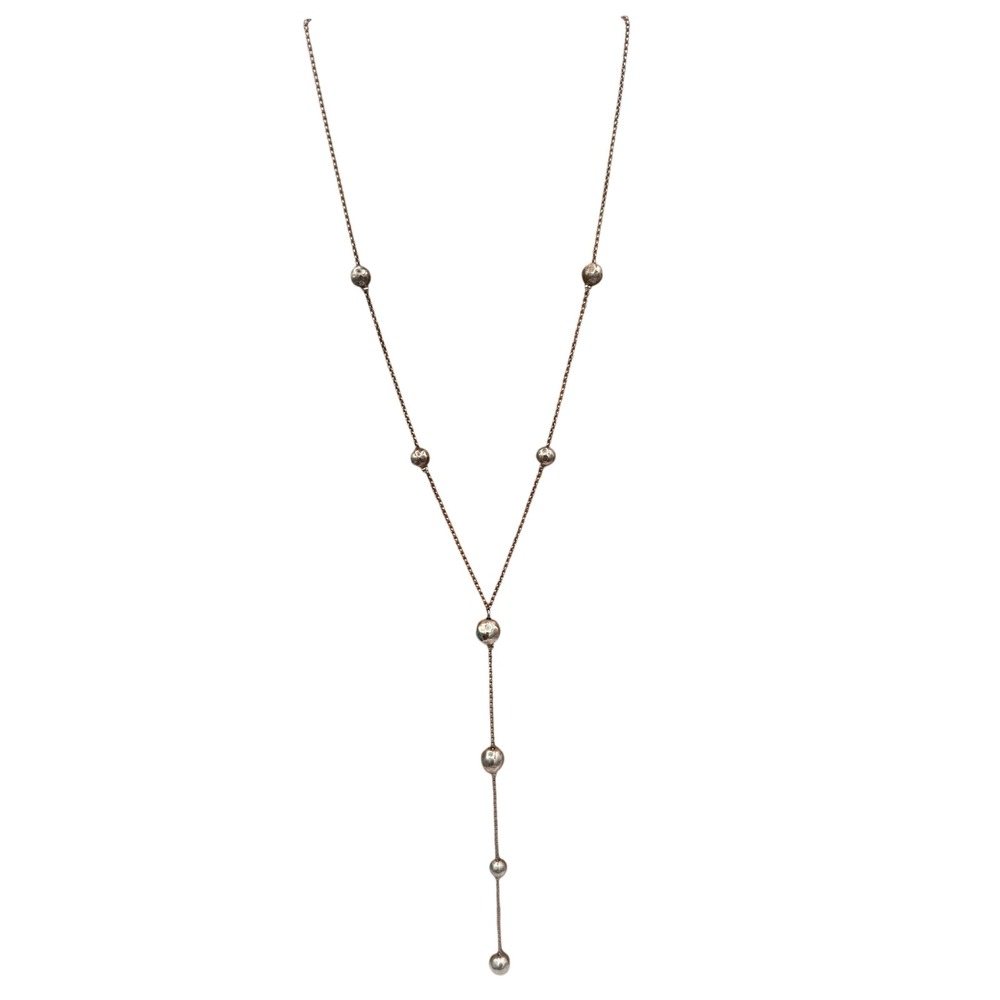 Grace & Heart Sterling Silver Bead Station Lariat Y-Necklace 925 GH 18" Artisan